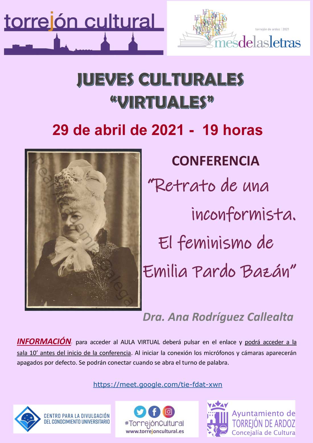Jueves Culturales - Conferencia: Retrato de una inconformista. El feminismo de Emilia Pardo Bazán