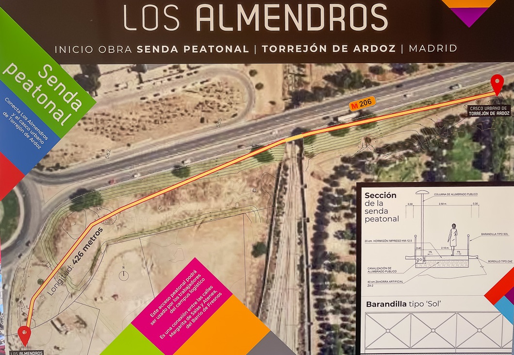 Una senda peatonal comunicará el Polígono Los Almendros y el casco urbano de Torrejón de Ardoz