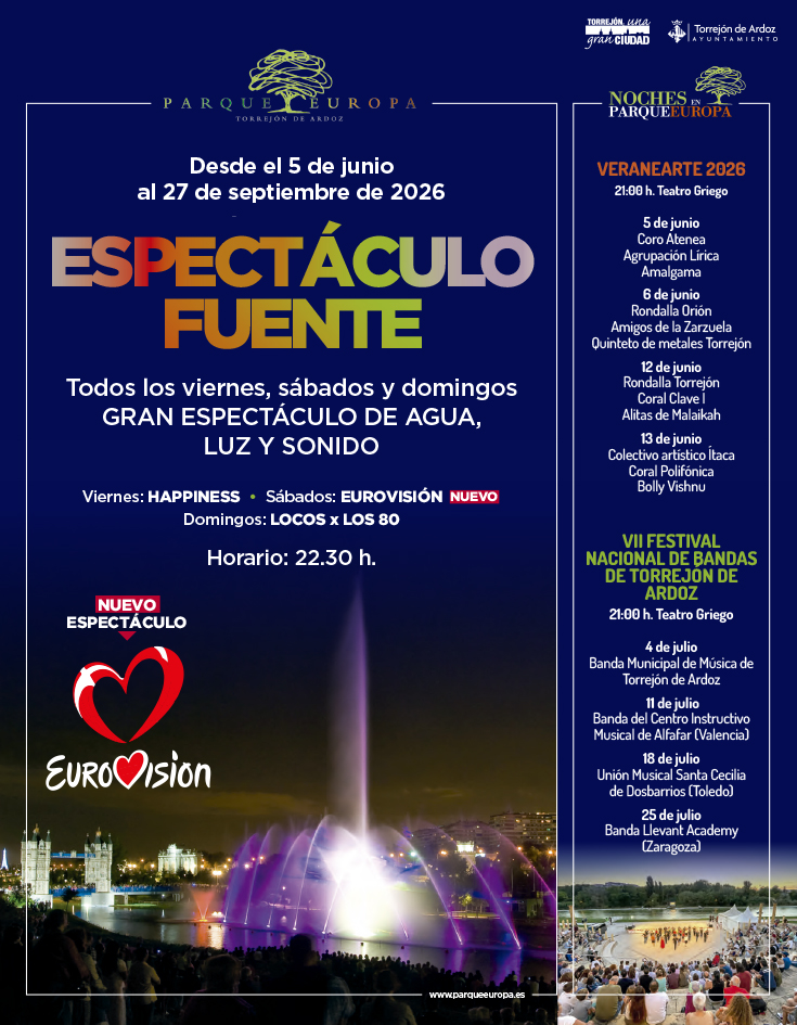 Espectáculo Fuente y Noches en Parque Europa