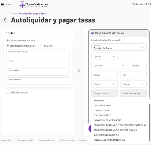 OCUPACIÓN TEMPORAL DE VÍA PÚBLICA CON INSTALACIÓN DE CONTENEDORES EN LA VÍA PÚBLICA CASETA