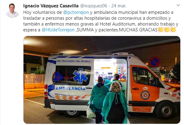 Tweet Alcalde agradecimiento labor Protección Civil