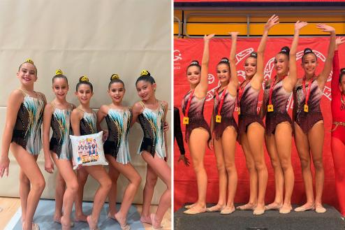 Conjunto alevín e infantil del Club Escuela Gimnasia Torrejón