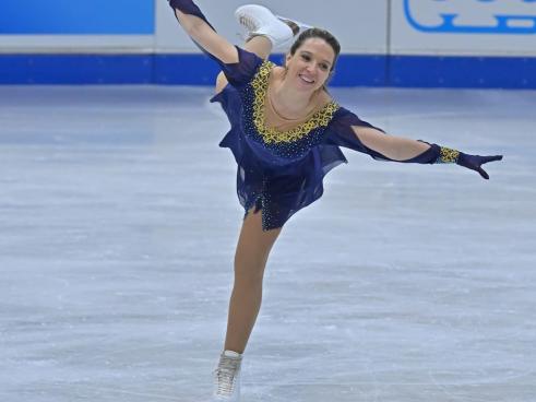 Ana Verónica González durante el ejercicio que le dio la medalla de oro