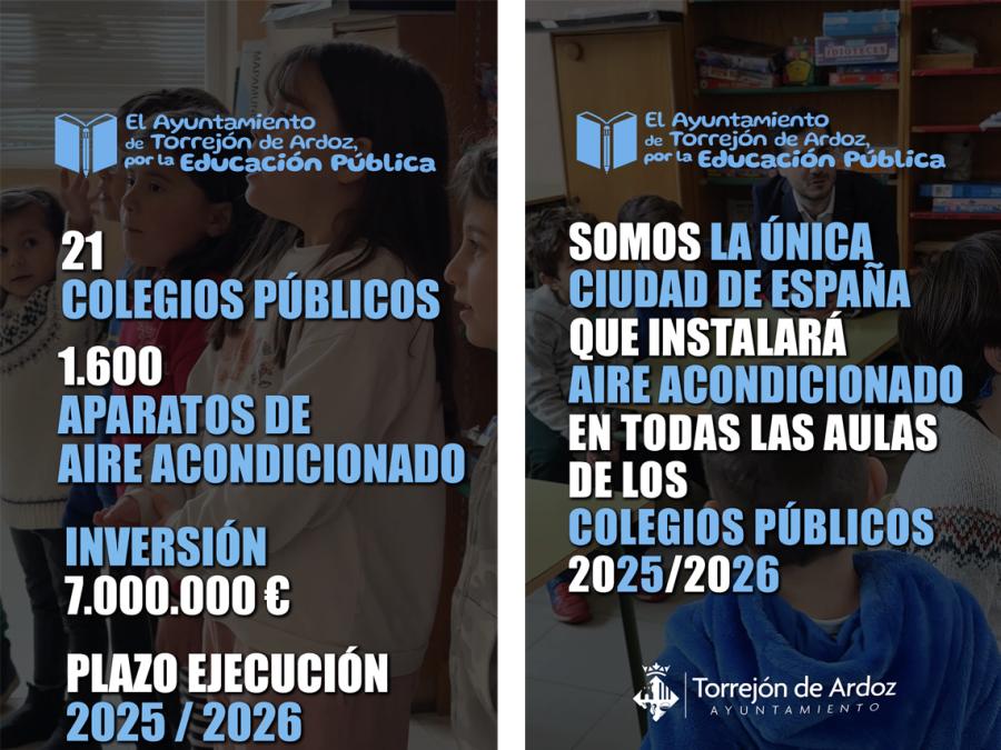 Torrejón de Ardoz instalará aire acondicionado en todas las aulas de los colegios públicos de la ciudad