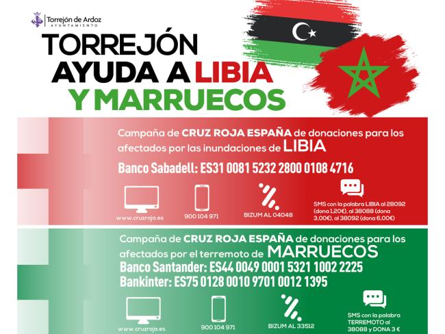 Campaña de donación para los afectados por las inundaciones en Libia y el terremoto de Marruecos