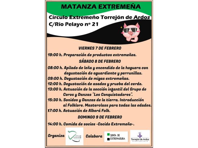 Fiesta de la Matanza que el Círculo Extremeño de Torrejón 
