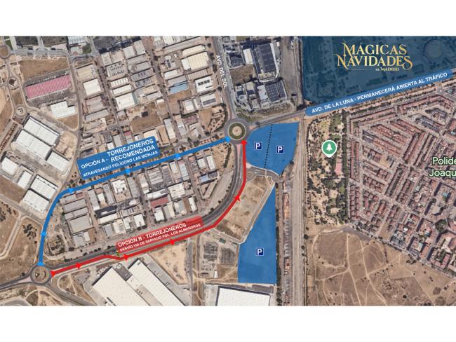 El Ayuntamiento informa que no se cortará la Avenida de la Luna y que se adaptarán estas medidas para evitar molestias al tráfico en el entorno del Parque Mágicas Navidades