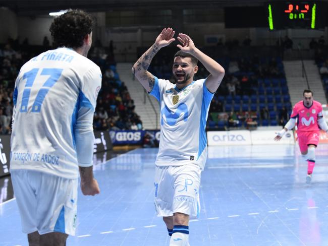 Los jugadores de Movistar Inter FS celebrando un gol durante uno de los partidos de liga de esta temporada