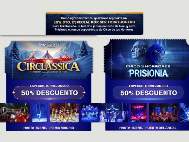 Hasta el próximo 18 de enero, los torrejoneros tendrán un descuento exclusivo del 50% para Circlassica y el Circo de los Horrores