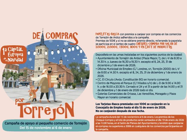 La campaña “De compras por Torrejón en las Mágicas Navidades” estará en marcha hasta el próximo martes, 6 de enero